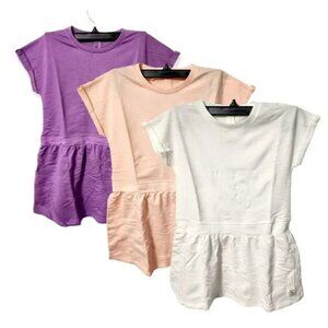 Kid Nation Girls 3 Pack Soft Short Sleeve Crew Neck Skirt T-Shirt Dress XS 4